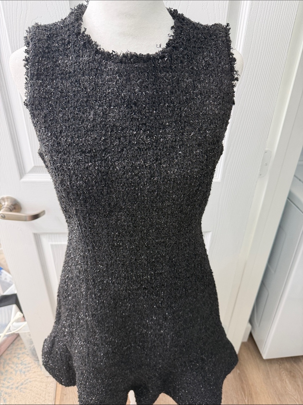 Sleeveless Black Textured Knit Dress